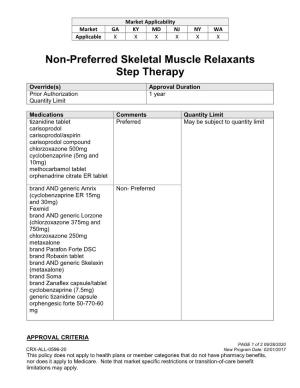 Non-Preferred Skeletal Muscle Relaxants Step Therapy