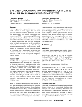 Stable Isotope Composition of Perennial Ice in Caves As an Aid to Characterizing Ice Cave Types