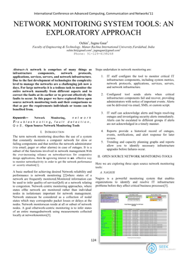 Network Monitoring System Tools: an Exploratory Approach