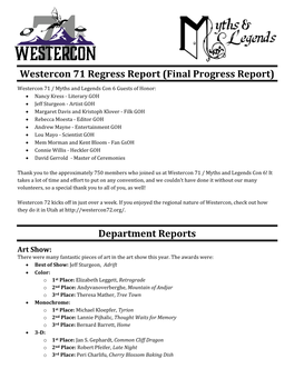 Westercon 71 Regress Report (Final Progress Report)
