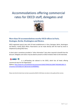Hotels Offering Commercial Rates for the Organisation