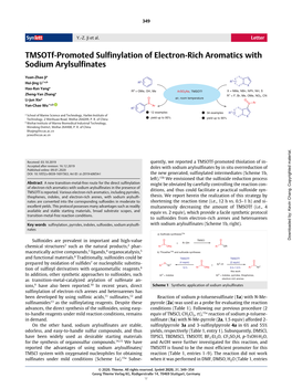Tmsotf-Promoted Sulfinylation of Electron-Rich Aromatics with Sodium Arylsulfinates
