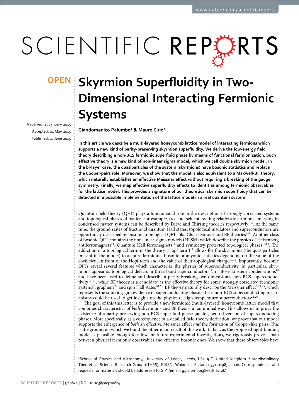 Skyrmion Superfluidity in Two-Dimensional Interacting Fermionic Systems