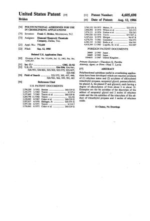 United States Patent (19) 11) Patent Number: 4,605,698 Briden 45) Date of Patent: Aug