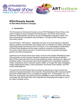 IFEA Pinnacle Awards 61) Best Media Relations Campaign