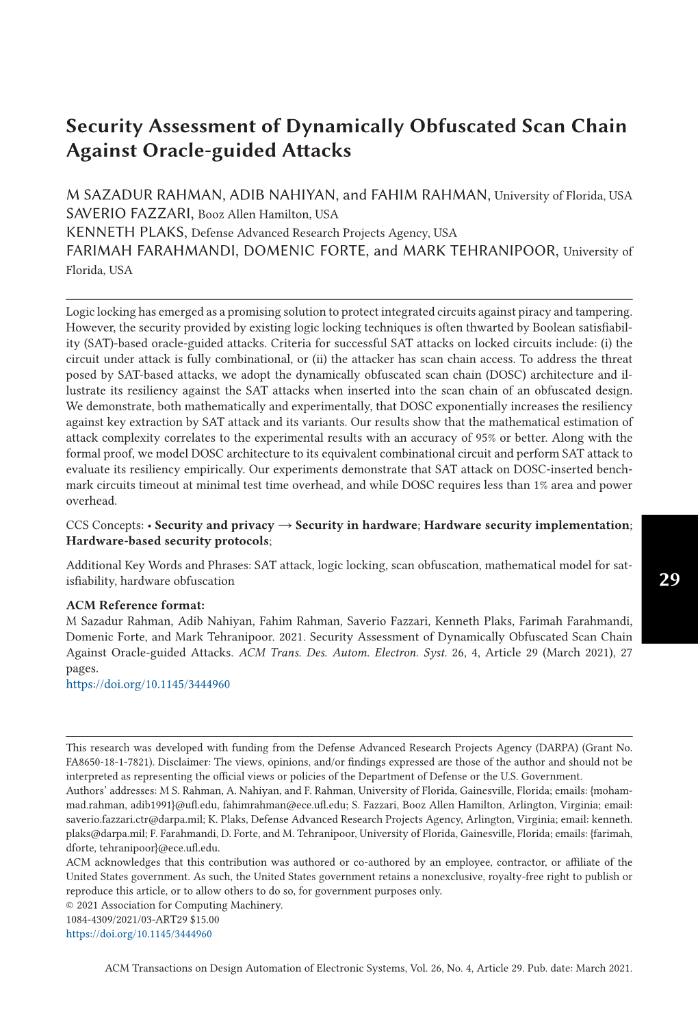 Security Assessment of Dynamically Obfuscated Scan Chain Against Oracle-Guided Attacks