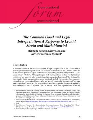 A Response to Leonid Sirota and Mark Mancini Stéphane Sérafin, Kerry Sun, and Xavier Foccroulle Ménard*