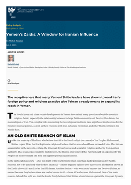 Yemen's Zaidis: a Window for Iranian Influence | the Washington Institute
