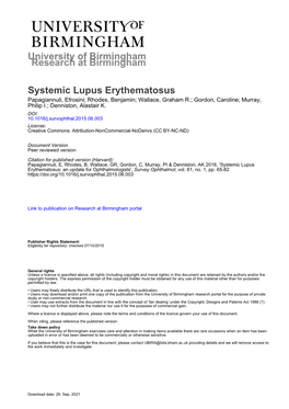 Systemic Lupus Erythematosus: an Update for Ophthalmologists', Survey Ophthalmol, Vol