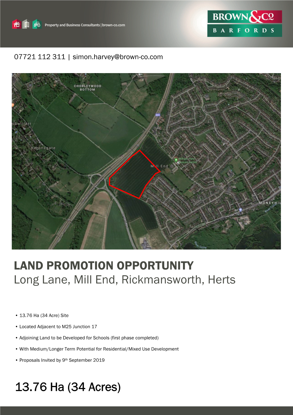 LAND PROMOTION OPPORTUNITY Long Lane, Mill End, Rickmansworth, Herts