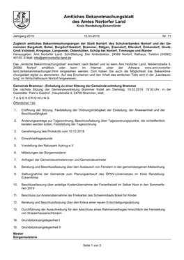 Amtliches Bekanntmachungsblatt Des Amtes Nortorfer Land Kreis Rendsburg-Eckernförde