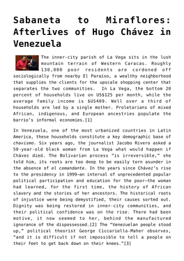 Sabaneta to Miraflores: Afterlives of Hugo Chávez in Venezuela