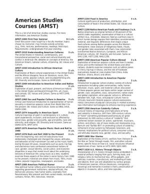American Studies Courses (AMST) 1