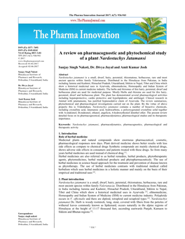 A Review on Pharmacognostic and Phytochemical Study of a Plant Nardostachys Jatamansi
