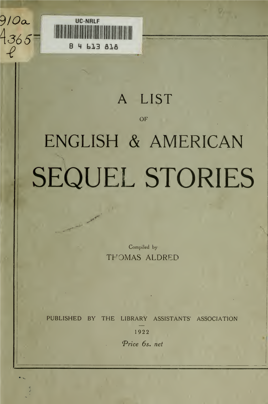 A List of English & American Sequel Stories