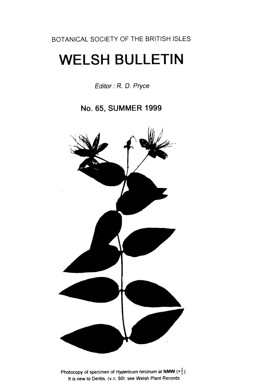 Welsh Bulletin Are Still Avarlable on Request(Originals Or Photocopies).Please Send Cheque (Made Payable to Bsbiwales), @ F 1 Perissue, Whichincludes P & P, to - Dr G