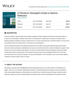A Petroleum Geologist's Guide to Seismic Reflection William Ashcroft