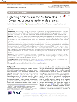 Lightning Accidents in the Austrian Alps