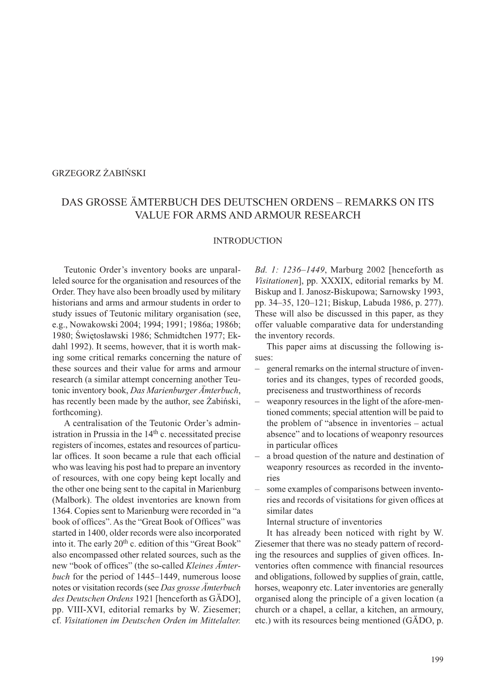 Das Grosse Ämterbuch Des Deutschen Ordens – Remarks on Its Value for Arms and Armour Research