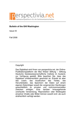 Bulletin of the GHI Washington