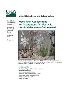 Weed Risk Assessment for Asphodelus Fistulosus L. (Asphodelaceae) – Onionweed