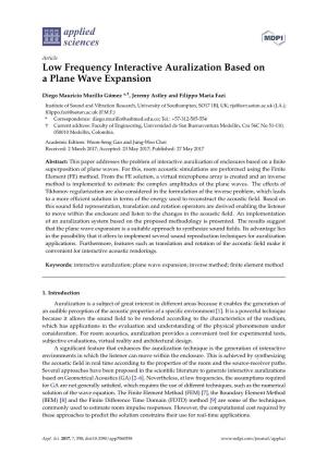 Low Frequency Interactive Auralization Based on a Plane Wave Expansion