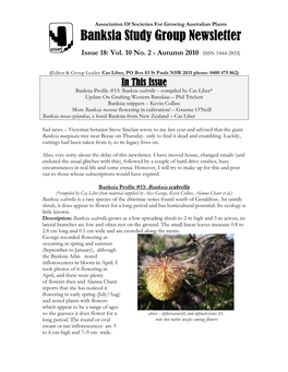 Banksia Study Group Newsletter Banksia Study Group Newsletter