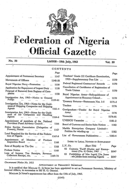 Of Nigeria Gazette