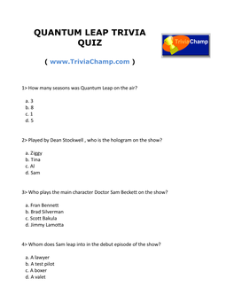 Quantum Leap Trivia Quiz