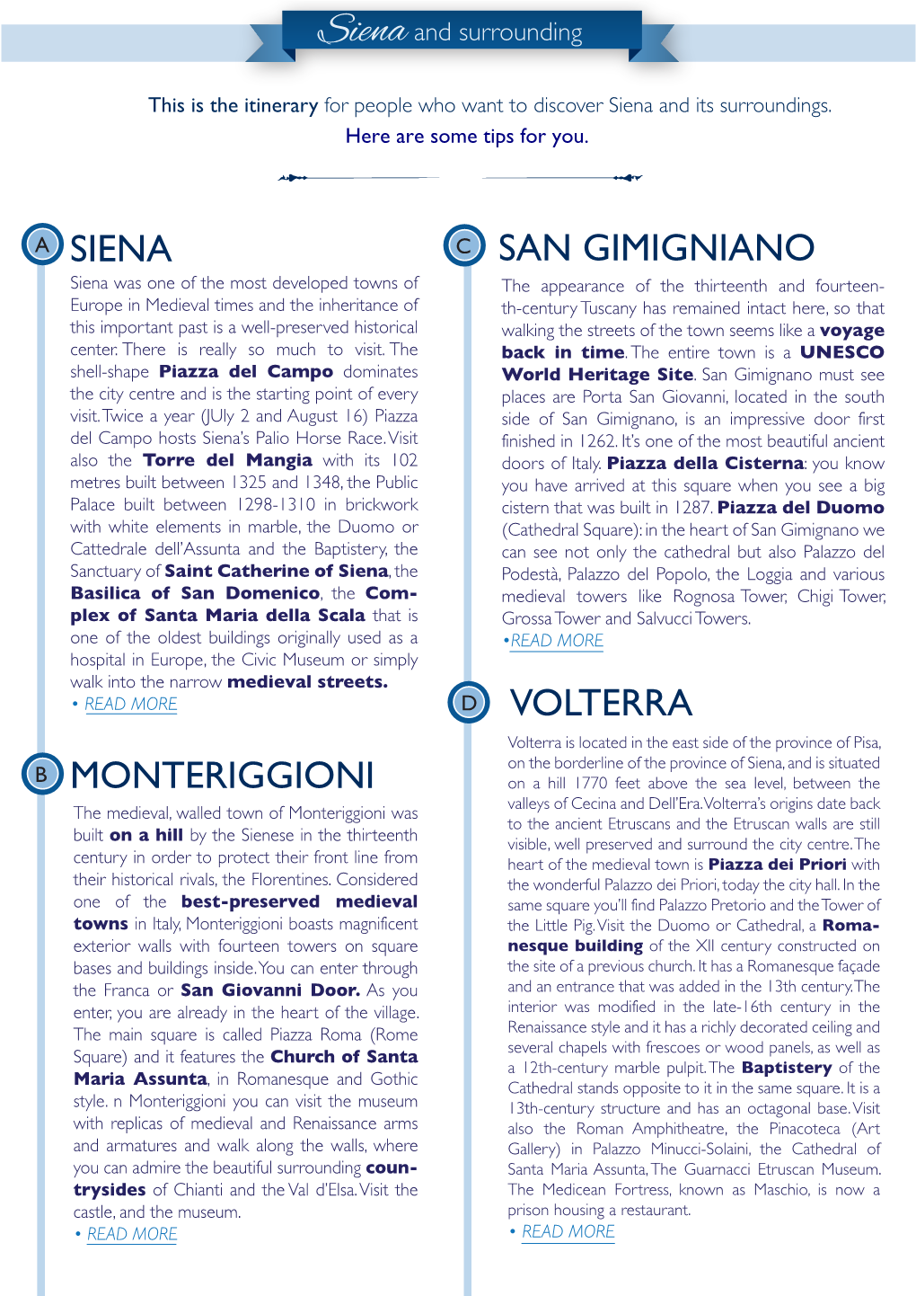 Download Our Itinerary About Siena and Surroundings