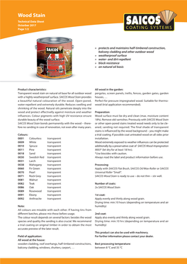 Wood Stain Technical Data Sheet Octorber 2017 Page 1/2