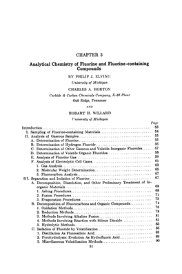 Analytical Chemistry of Fluorine and Fluorine-Containing Compounds