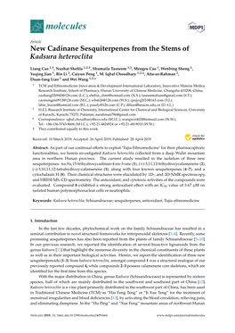 New Cadinane Sesquiterpenes from the Stems of Kadsura Heteroclita