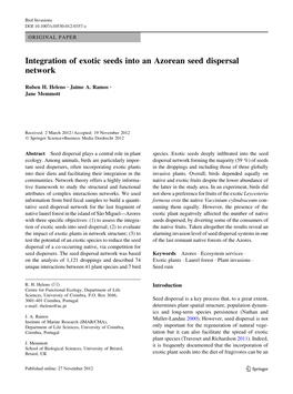 Integration of Exotic Seeds Into an Azorean Seed Dispersal Network