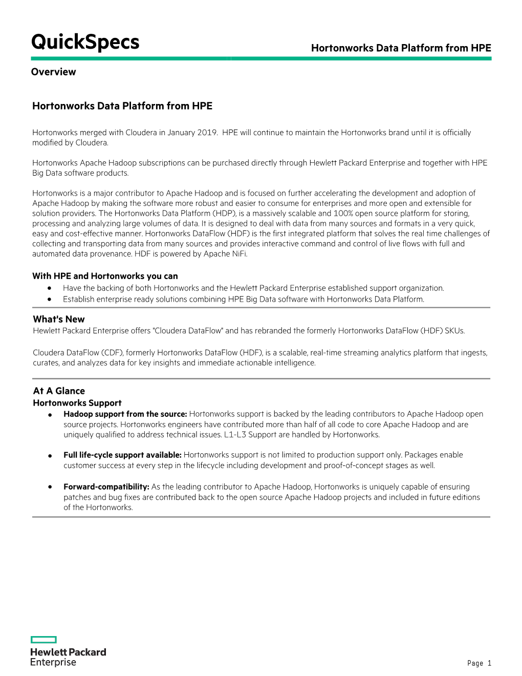 Hortonworks Data Platform from HPE Overview