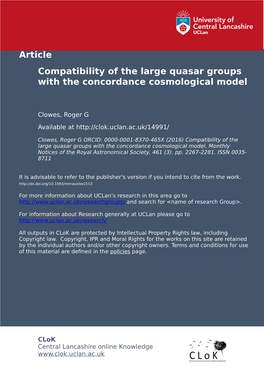 Compatibility of the Large Quasar Groups with the Concordance Cosmological Model