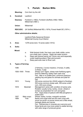 1. Parish: Barton Mills