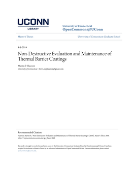 Non-Destructive Evaluation and Maintenance of Thermal Barrier Coatings Martin P