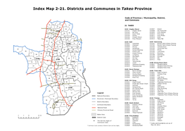 Index Map 2-21. Districts and Communes in Takeo Province
