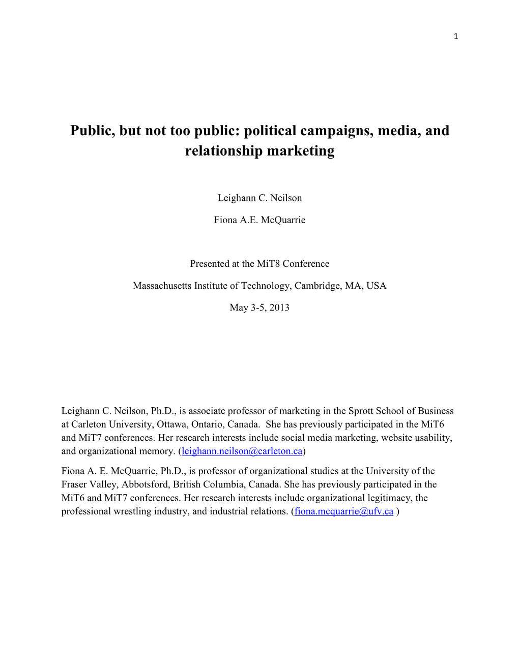 Political Campaigns, Media, and Relationship Marketing