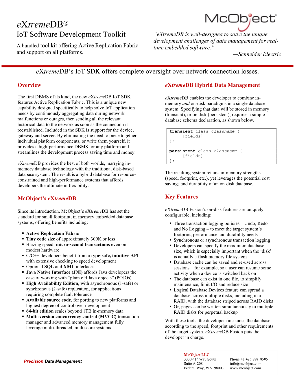 Extremedb Iot Software Development Toolkit