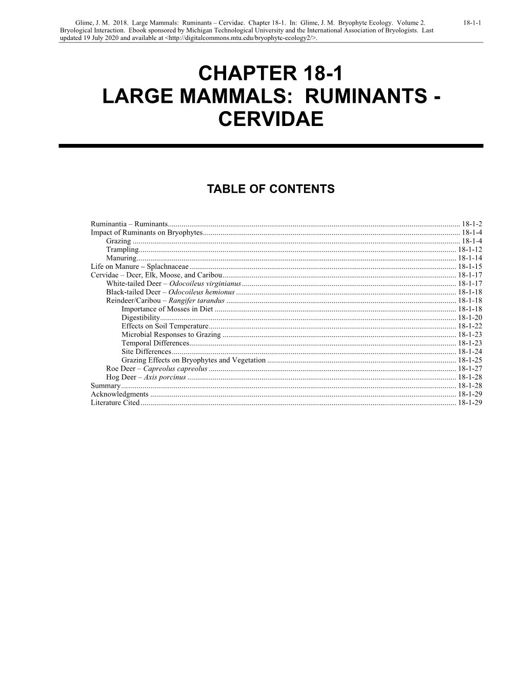 Volume 2, Chapter 18-1: Large Mammals: Ruminants-Cervidae