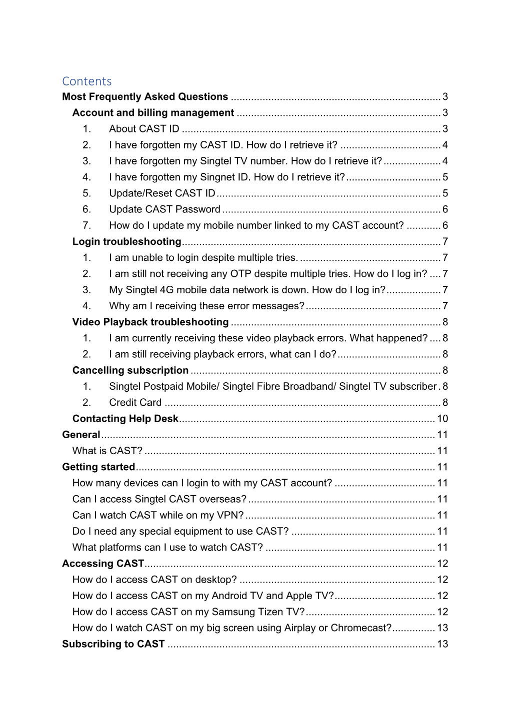 Contents Most Frequently Asked Questions