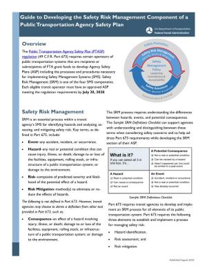Guide to Developing the Safety Risk Management Component of a Public Transportation Agency Safety Plan
