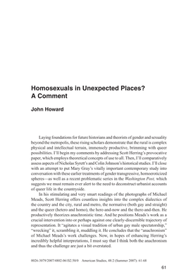 Homosexuals in Unexpected Places? a Comment 61