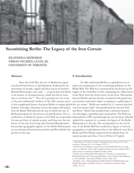 Securitizing Berlin: the Legacy of the Iron Curtain