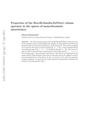 Properties of the Rovelli-Smolin-Depietri Volume