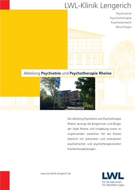 LWL-Klinik Lengerich Psychiatrie Psychotherapie Psychosomatik Neurologie