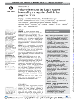 Pleiotrophin Regulates the Ductular Reaction by Controlling the Migration