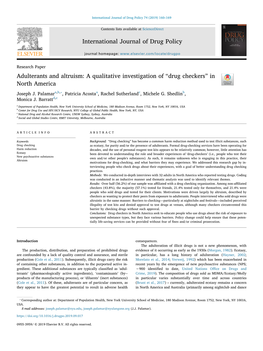 Adulterants and Altruism a Qualitative Investigation of “Drug Checkers”